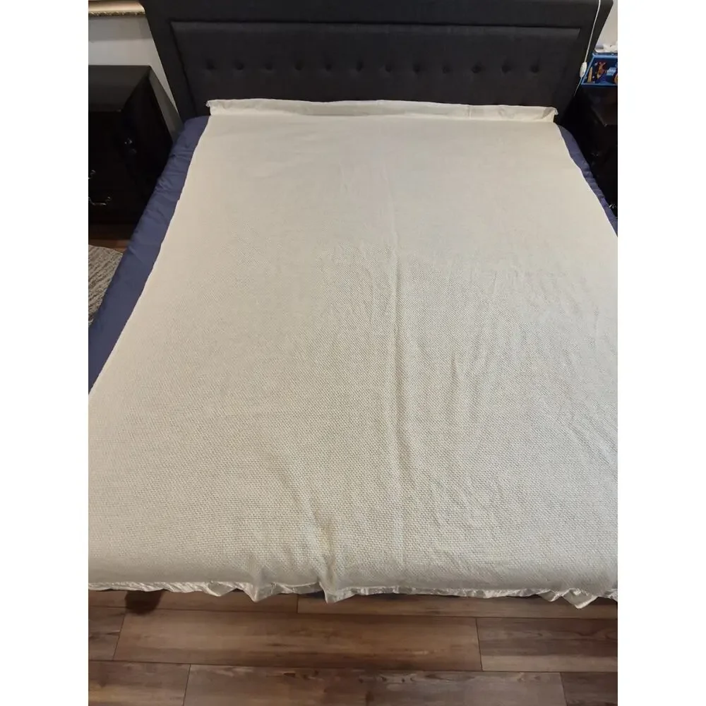 VTG Ralph Lauren Blanket Waffle Weave Satin Binding Acrylic Beige Ivory 68x89